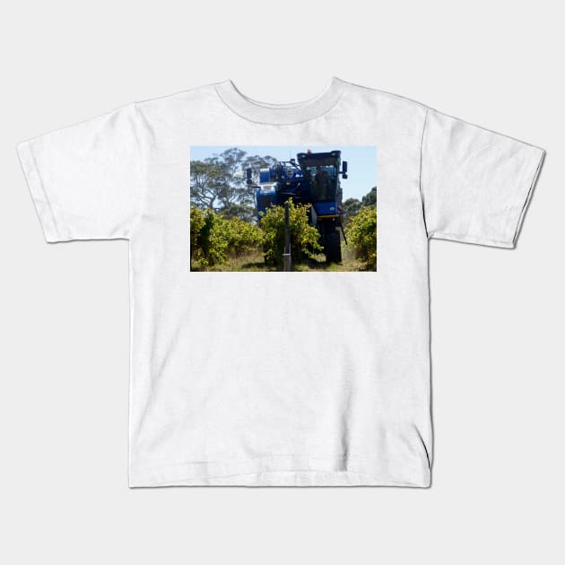 Grape Harvester at Magpie Springs by Avril Thomas Kids T-Shirt by MagpieSprings